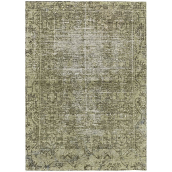 HomeRoots 5' Olive Green Oriental Area Rug – Durable, Washable & Stylish for Indoor/Outdoor Spaces 5' X 8' 607567