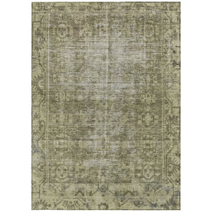 HomeRoots 5' Olive Green Oriental Area Rug – Durable, Washable & Stylish for Indoor/Outdoor Spaces 9' X 12' 607570