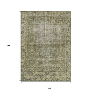 HomeRoots 5' Olive Green Oriental Area Rug – Durable, Washable & Stylish for Indoor/Outdoor Spaces 9' X 12' 607570