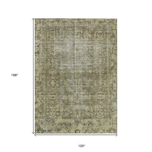HomeRoots 5' Olive Green Oriental Area Rug – Durable, Washable & Stylish for Indoor/Outdoor Spaces 10' X 14' 607571