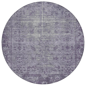 HomeRoots 5' Timeless Purple Oriental Indoor Outdoor Area Rug - Durable, Stylish, and Machine Washable Design 8' Round 607574