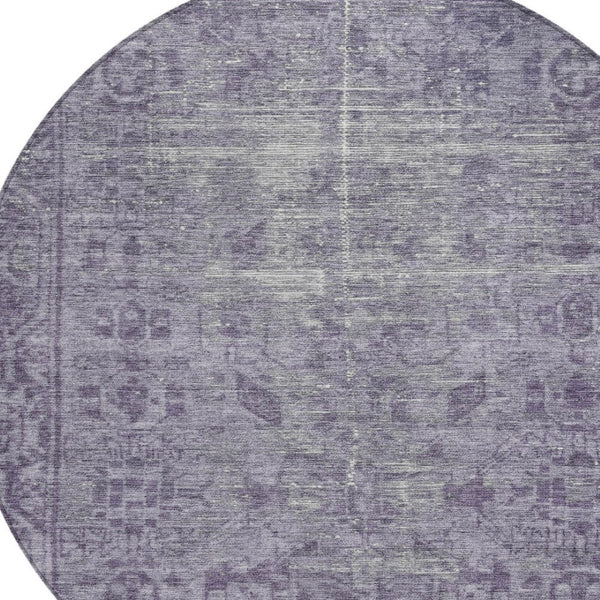 HomeRoots 5' Timeless Purple Oriental Indoor Outdoor Area Rug - Durable, Stylish, and Machine Washable Design 8' Round 607574