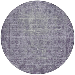 HomeRoots 5' Timeless Purple Oriental Indoor Outdoor Area Rug - Durable, Stylish, and Machine Washable Design 8' Round 607574