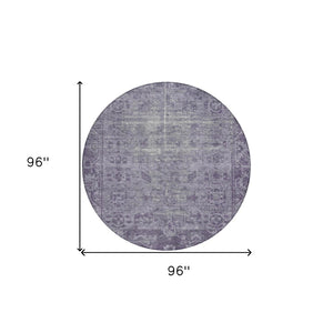 HomeRoots 5' Timeless Purple Oriental Indoor Outdoor Area Rug - Durable, Stylish, and Machine Washable Design 8' Round 607574