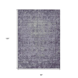 HomeRoots 5' Timeless Purple Oriental Indoor Outdoor Area Rug - Durable, Stylish, and Machine Washable Design 8' X 10' 607575
