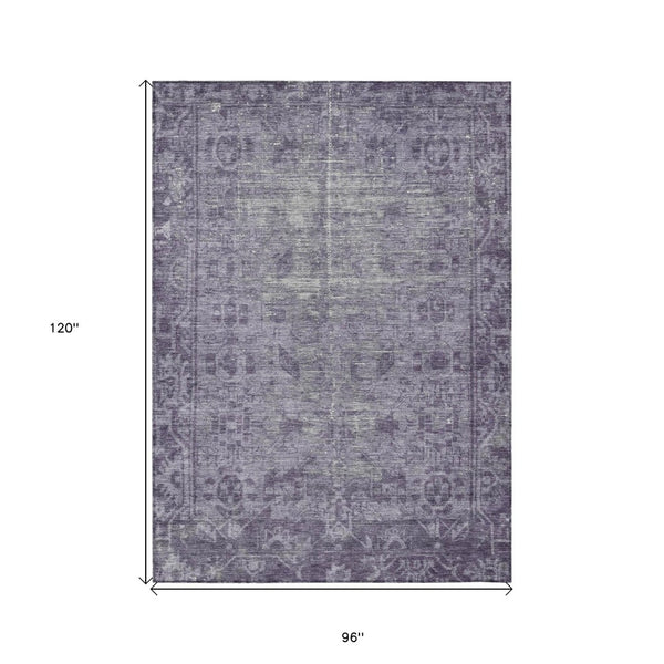 HomeRoots 5' Timeless Purple Oriental Indoor Outdoor Area Rug - Durable, Stylish, and Machine Washable Design 8' X 10' 607575