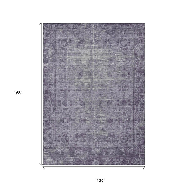 HomeRoots 5' Timeless Purple Oriental Indoor Outdoor Area Rug - Durable, Stylish, and Machine Washable Design 10' X 14' 607577