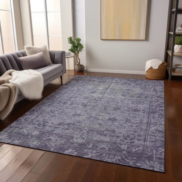 HomeRoots 5' Timeless Purple Oriental Indoor Outdoor Area Rug - Durable, Stylish, and Machine Washable Design 10' X 14' 607577