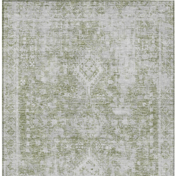 HomeRoots 5' Artichoke Green Oriental Area Rug - Stylish, Washable, Durable for Indoor & Outdoor Spaces 5' X 8' 607585