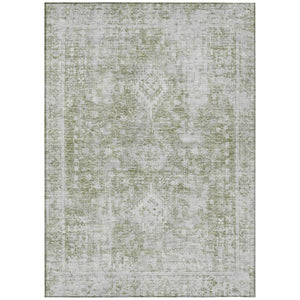 HomeRoots 5' Artichoke Green Oriental Area Rug - Stylish, Washable, Durable for Indoor & Outdoor Spaces 8' X 10' 607587