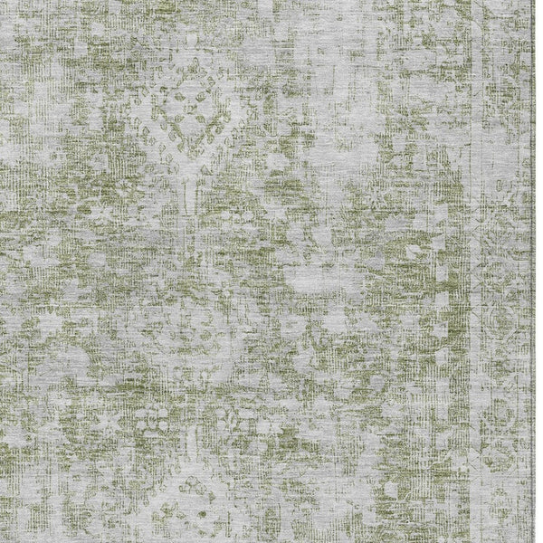 HomeRoots 5' Artichoke Green Oriental Area Rug - Stylish, Washable, Durable for Indoor & Outdoor Spaces 9' X 12' 607588