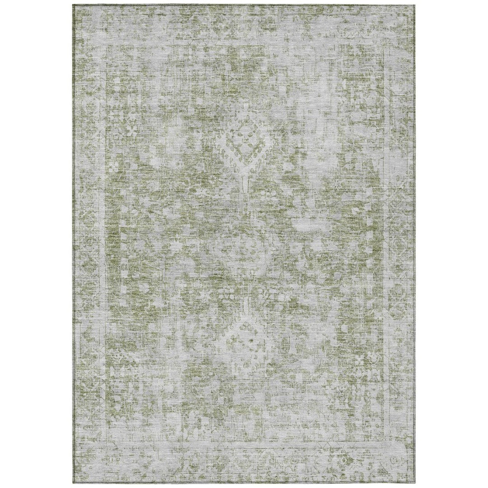HomeRoots 5' Artichoke Green Oriental Area Rug - Stylish, Washable, Durable for Indoor & Outdoor Spaces 10' X 14' 607589