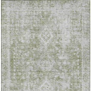 HomeRoots 5' Artichoke Green Oriental Area Rug - Stylish, Washable, Durable for Indoor & Outdoor Spaces 10' X 14' 607589