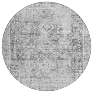 HomeRoots 5' Charcoal Oriental Area Rug - Durable, Washable Indoor & Outdoor Rug for High-Traffic Spaces 8' Round 607592