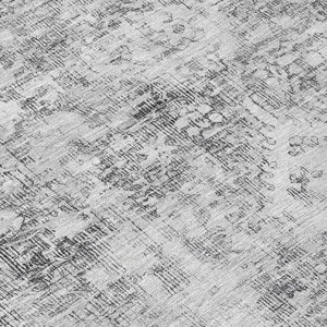 HomeRoots 5' Charcoal Oriental Area Rug - Durable, Washable Indoor & Outdoor Rug for High-Traffic Spaces 8' Round 607592