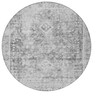 HomeRoots 5' Charcoal Oriental Area Rug - Durable, Washable Indoor & Outdoor Rug for High-Traffic Spaces 8' Round 607592