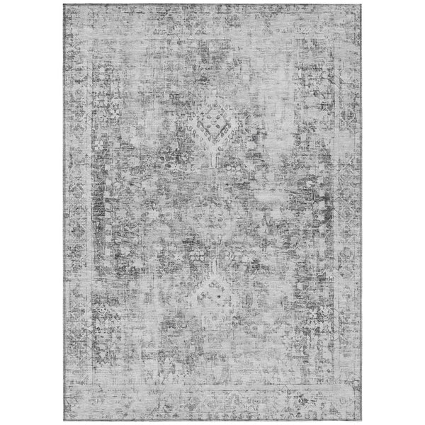 HomeRoots 5' Charcoal Oriental Area Rug - Durable, Washable Indoor & Outdoor Rug for High-Traffic Spaces 8' X 10' 607593