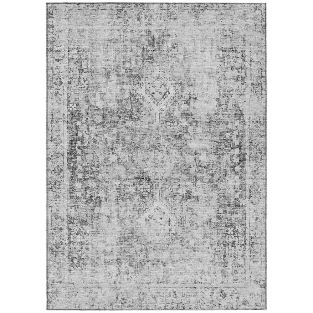 HomeRoots 5' Charcoal Oriental Area Rug - Durable, Washable Indoor & Outdoor Rug for High-Traffic Spaces 9' X 12' 607594