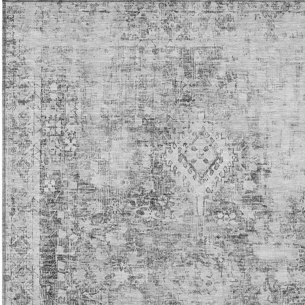 HomeRoots 5' Charcoal Oriental Area Rug - Durable, Washable Indoor & Outdoor Rug for High-Traffic Spaces 9' X 12' 607594