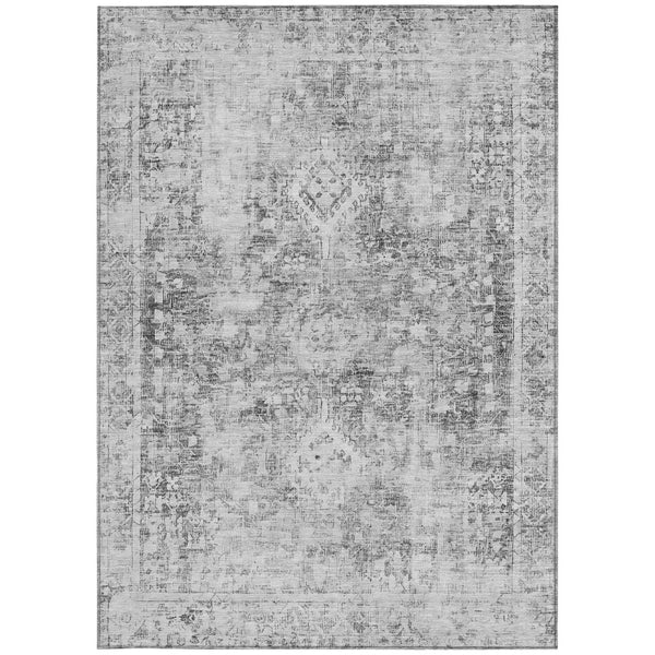 HomeRoots 5' Charcoal Oriental Area Rug - Durable, Washable Indoor & Outdoor Rug for High-Traffic Spaces 10' X 14' 607595