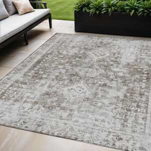 HomeRoots 5' Chocolate Oriental Area Rug - Versatile Indoor Outdoor Design, Stain Resistant & Easy Care 5' X 8' 607597