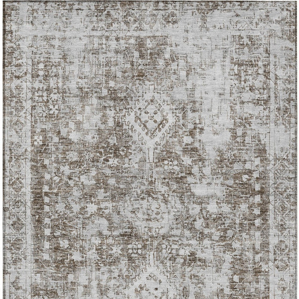 HomeRoots 5' Chocolate Oriental Area Rug - Versatile Indoor Outdoor Design, Stain Resistant & Easy Care 8' X 10' 607599