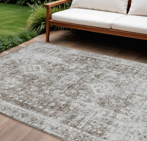HomeRoots 5' Chocolate Oriental Area Rug - Versatile Indoor Outdoor Design, Stain Resistant & Easy Care 8' X 10' 607599