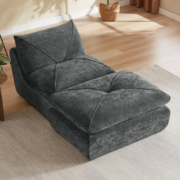 English Elm Modern Chenille Modular Sofa with Built-in Foot Pedals for Comfortable Living Rooms Dark Gray W3396P463875