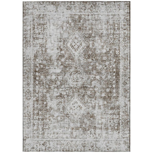 HomeRoots 5' Chocolate Oriental Area Rug - Versatile Indoor Outdoor Design, Stain Resistant & Easy Care 9' X 12' 607600