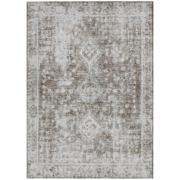 HomeRoots 5' Chocolate Oriental Area Rug - Versatile Indoor Outdoor Design, Stain Resistant & Easy Care 9' X 12' 607600