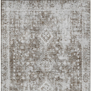 HomeRoots 5' Chocolate Oriental Area Rug - Versatile Indoor Outdoor Design, Stain Resistant & Easy Care 9' X 12' 607600