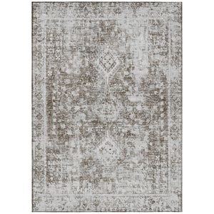 HomeRoots 5' Chocolate Oriental Area Rug - Versatile Indoor Outdoor Design, Stain Resistant & Easy Care 10' X 14' 607601