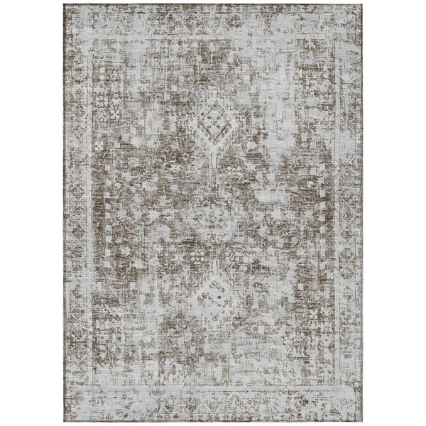 HomeRoots 5' Chocolate Oriental Area Rug - Versatile Indoor Outdoor Design, Stain Resistant & Easy Care 10' X 14' 607601