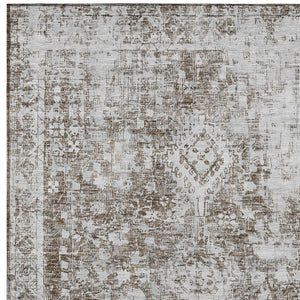 HomeRoots 5' Chocolate Oriental Area Rug - Versatile Indoor Outdoor Design, Stain Resistant & Easy Care 10' X 14' 607601