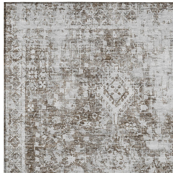 HomeRoots 5' Chocolate Oriental Area Rug - Versatile Indoor Outdoor Design, Stain Resistant & Easy Care 10' X 14' 607601