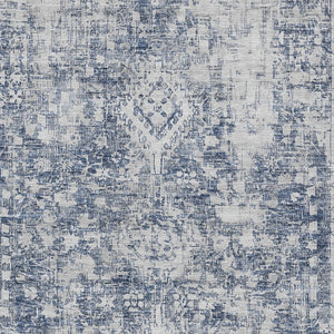HomeRoots 5' Navy Blue Oriental Area Rug - Durable, Washable, and Stain-Resistant for Indoor & Outdoor Use 5' X 8' 607609