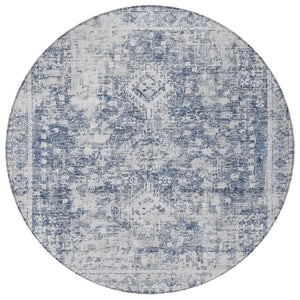 HomeRoots 5' Navy Blue Oriental Area Rug - Durable, Washable, and Stain-Resistant for Indoor & Outdoor Use 8' Round 607610