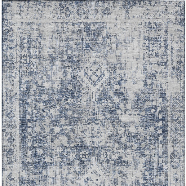 HomeRoots 5' Navy Blue Oriental Area Rug - Durable, Washable, and Stain-Resistant for Indoor & Outdoor Use 9' X 12' 607612