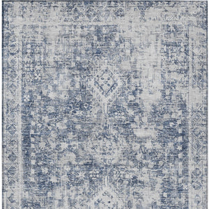 HomeRoots 5' Navy Blue Oriental Area Rug - Durable, Washable, and Stain-Resistant for Indoor & Outdoor Use 10' X 14' 607613