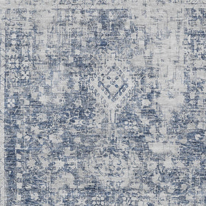 HomeRoots 5' Navy Blue Oriental Area Rug - Durable, Washable, and Stain-Resistant for Indoor & Outdoor Use 10' X 14' 607613