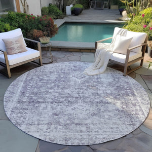 HomeRoots 5' Elegant Plum Oriental Area Rug - Washable, Durable Design for Indoor & Outdoor Spaces 8' Round 607616
