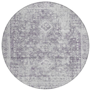 HomeRoots 5' Elegant Plum Oriental Area Rug - Washable, Durable Design for Indoor & Outdoor Spaces 8' Round 607616