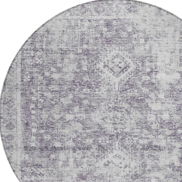 HomeRoots 5' Elegant Plum Oriental Area Rug - Washable, Durable Design for Indoor & Outdoor Spaces 8' Round 607616