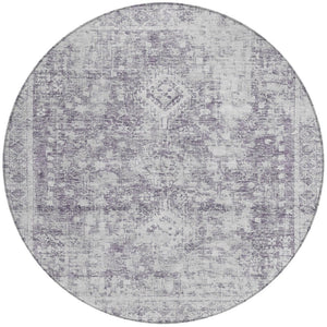 HomeRoots 5' Elegant Plum Oriental Area Rug - Washable, Durable Design for Indoor & Outdoor Spaces 8' Round 607616