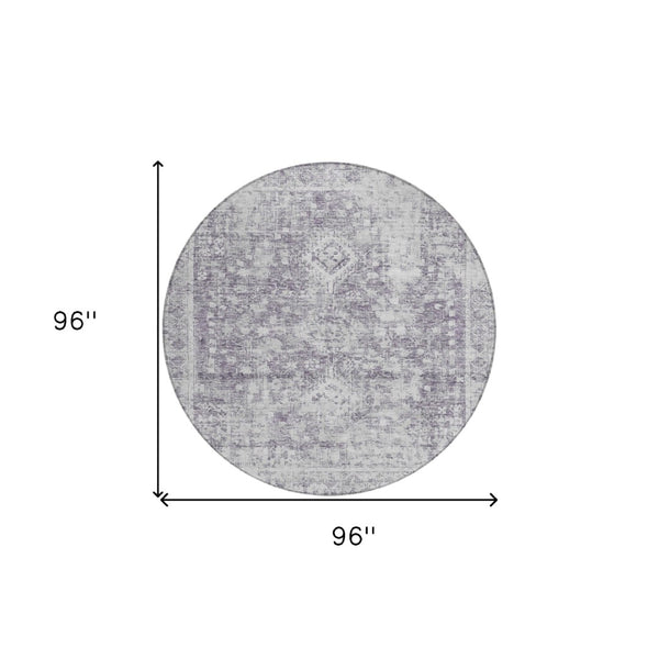 HomeRoots 5' Elegant Plum Oriental Area Rug - Washable, Durable Design for Indoor & Outdoor Spaces 8' Round 607616