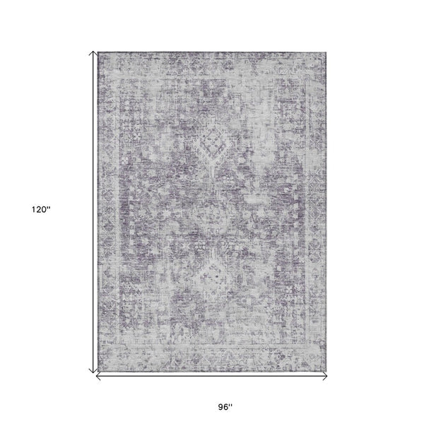 HomeRoots 5' Elegant Plum Oriental Area Rug - Washable, Durable Design for Indoor & Outdoor Spaces 8' X 10' 607617