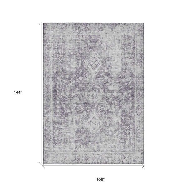 HomeRoots 5' Elegant Plum Oriental Area Rug - Washable, Durable Design for Indoor & Outdoor Spaces 9' X 12' 607618