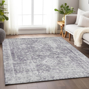 HomeRoots 5' Elegant Plum Oriental Area Rug - Washable, Durable Design for Indoor & Outdoor Spaces 10' X 14' 607619