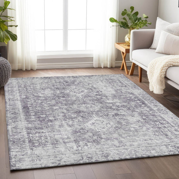 HomeRoots 5' Elegant Plum Oriental Area Rug - Washable, Durable Design for Indoor & Outdoor Spaces 10' X 14' 607619