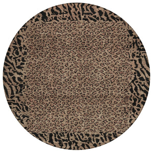 HomeRoots 5' Bold Brown Animal Print Area Rug for Indoor & Outdoor Use – Durable, Washable & Stylish Design 8' Round 607634